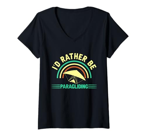 Damen Ich würde Lieber Gleitschirmfliegen T-Shirt mit V-Ausschnitt Damen Ich würde Lieber Gleitschirmfliegen T-Shirt mit V-Ausschnitt von Great I'd Rather Be Paragliding Apparel