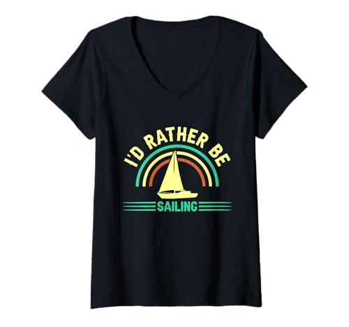 Damen Ich würde Lieber segeln T-Shirt mit V-Ausschnitt Damen Ich würde Lieber segeln T-Shirt mit V-Ausschnitt von Great I'd Rather Be Sailing Apparel