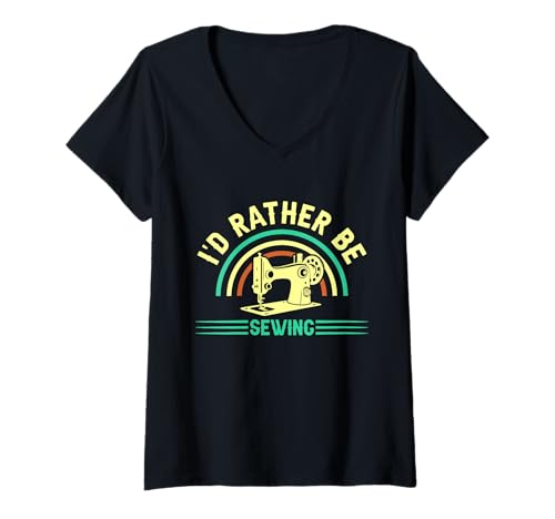 Damen Ich nähe Lieber T-Shirt mit V-Ausschnitt Damen Ich nähe Lieber T-Shirt mit V-Ausschnitt von Great I'd Rather Be Sewing Apparel