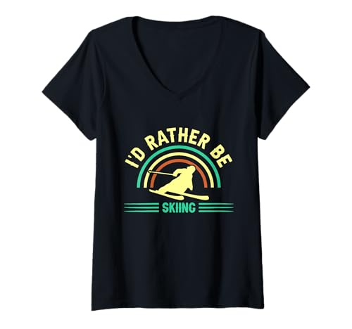 Damen Ich gehe Lieber Skifahren T-Shirt mit V-Ausschnitt Damen Ich gehe Lieber Skifahren T-Shirt mit V-Ausschnitt von Great I'd Rather Be Skiing Apparel