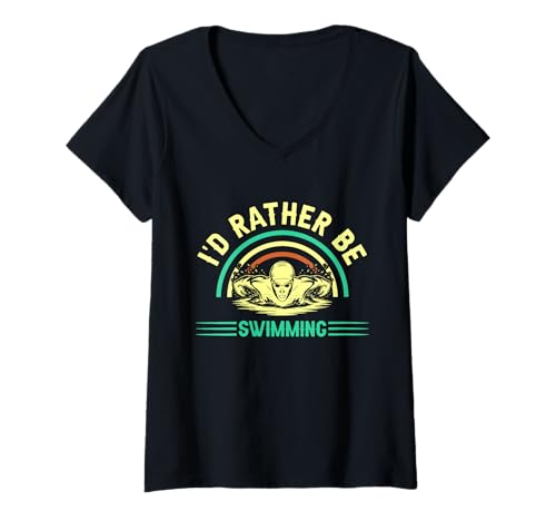 Damen Ich würde Lieber Schwimmen T-Shirt mit V-Ausschnitt Damen Ich würde Lieber Schwimmen T-Shirt mit V-Ausschnitt von Great I'd Rather Be Swimming Apparel