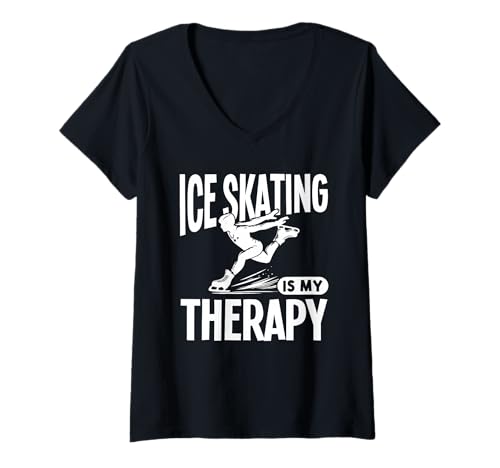 Damen Eislaufen ist Meine Therapie T-Shirt mit V-Ausschnitt Damen Eislaufen ist Meine Therapie T-Shirt mit V-Ausschnitt von Great Ice Skating Is My Therapy Apparel