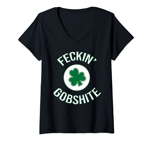 Damen Lustiges irisches / irisches Design – Feckin Gobshite Slang Geschenk T-Shirt mit V-Ausschnitt Damen Lustiges irisches / irisches Design – Feckin Gobshite Slang Geschenk T-Shirt mit V-Ausschnitt von Great Irish Drinking Gifts