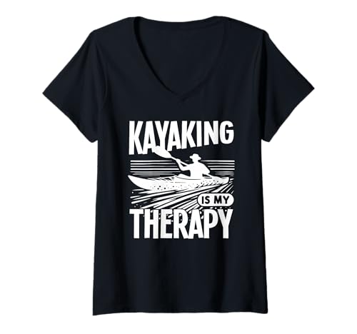 Damen Kajakfahren ist Meine Therapie T-Shirt mit V-Ausschnitt Damen Kajakfahren ist Meine Therapie T-Shirt mit V-Ausschnitt von Great Kayaking Is My Therapy Apparel
