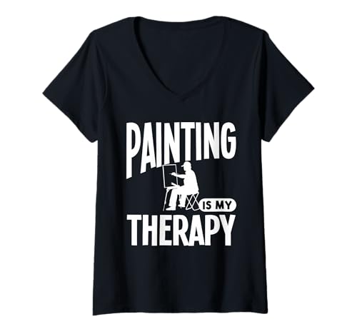 Damen Malen ist Meine Therapie T-Shirt mit V-Ausschnitt Damen Malen ist Meine Therapie T-Shirt mit V-Ausschnitt von Great Painting Is My Therapy Apparel