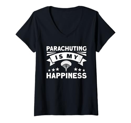 Damen Fallschirmspringen ist Mein Glück T-Shirt mit V-Ausschnitt Damen Fallschirmspringen ist Mein Glück T-Shirt mit V-Ausschnitt von Great Parachuting Is My Happiness Apparel