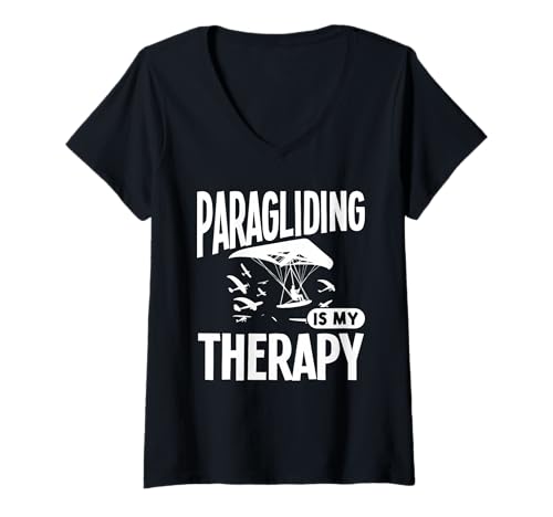 Damen Gleitschirmfliegen ist Meine Therapie T-Shirt mit V-Ausschnitt Damen Gleitschirmfliegen ist Meine Therapie T-Shirt mit V-Ausschnitt von Great Paragliding Is My Therapy Apparel