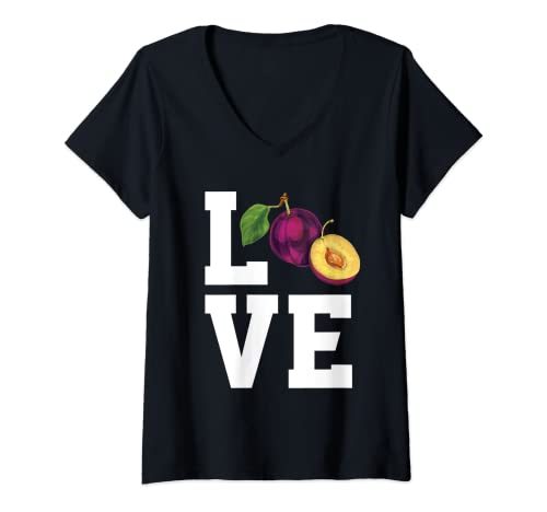 Damen Niedliches Pflaumen-Design "Love Plum Fruits T-Shirt mit V-Ausschnitt Damen Niedliches Pflaumen-Design "Love Plum Fruits T-Shirt mit V-Ausschnitt von Great Plums Lover Plum Fruit Costume