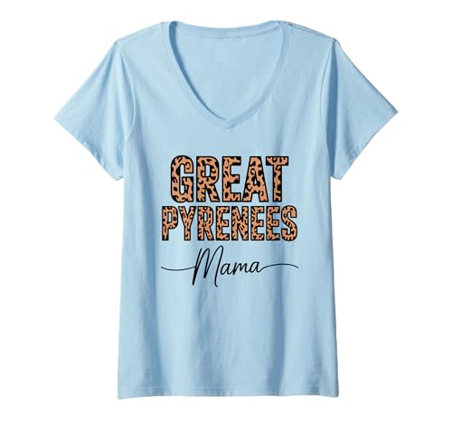 Damen Leopardenmuster Great Pyrenees Mama T-Shirt mit V-Ausschnitt Damen Leopardenmuster Great Pyrenees Mama T-Shirt mit V-Ausschnitt von Great Pyrenees Lover Gifts
