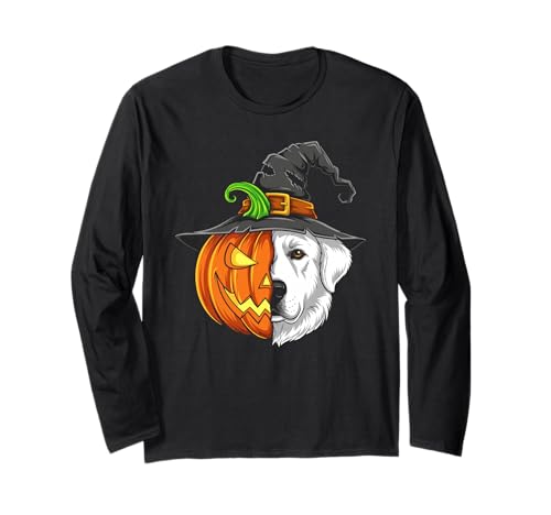 Große Pyrenäen-Kürbislaterne Jack O Halloween Herren Damen Langarmshirt von Great Pyrenees Lovers Halloween Pumpkin Outfits