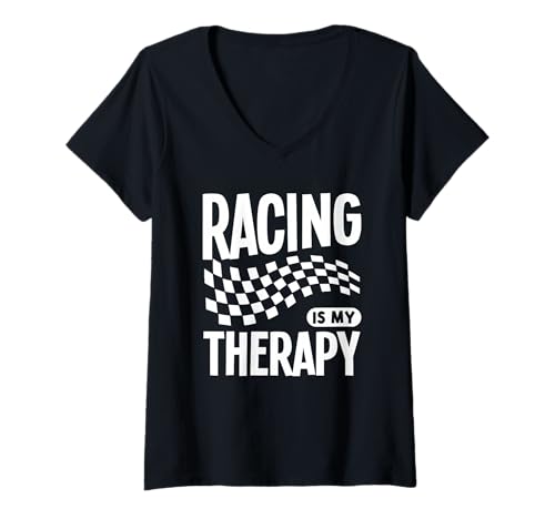 Damen Rennen sind Meine Therapie T-Shirt mit V-Ausschnitt Damen Rennen sind Meine Therapie T-Shirt mit V-Ausschnitt von Great Racing Is My Therapy Apparel