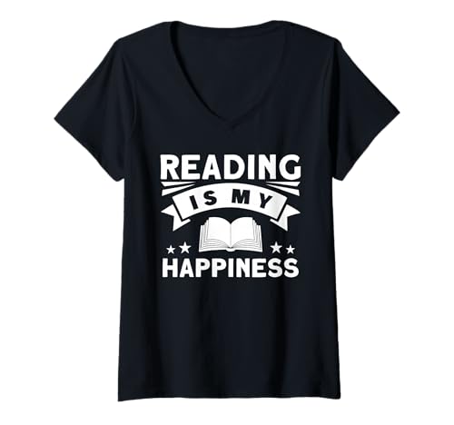 Damen Lesen ist Mein Glück T-Shirt mit V-Ausschnitt Damen Lesen ist Mein Glück T-Shirt mit V-Ausschnitt von Great Reading Is My Happiness Apparel
