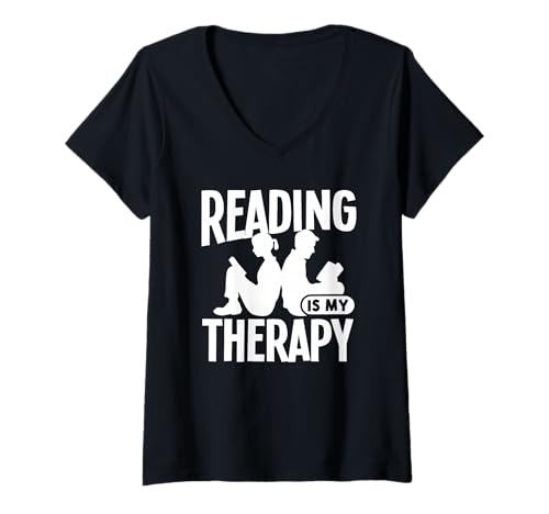 Damen Lesen ist Meine Therapie T-Shirt mit V-Ausschnitt von Great Reading Is My Therapy Apparel