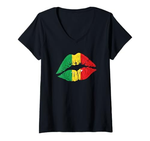 Damen Reggae T-Shirt Küssende Lippen Rastafari Rasta Musik T-Shirt mit V-Ausschnitt Damen Reggae T-Shirt Küssende Lippen Rastafari Rasta Musik T-Shirt mit V-Ausschnitt von Great Reggae Music Jamaica Shirts African Music