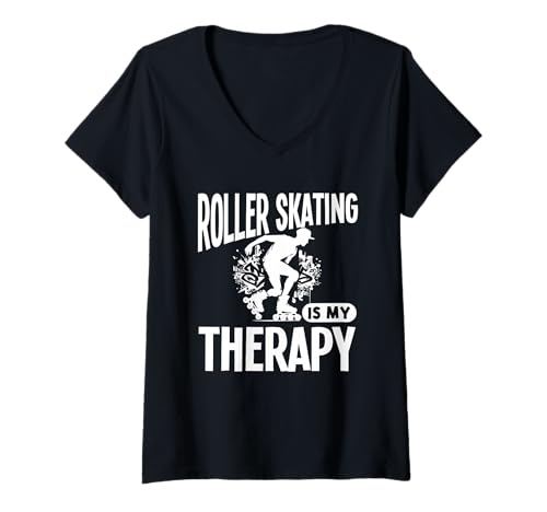 Damen Rollschuhlaufen ist Meine Therapie T-Shirt mit V-Ausschnitt Damen Rollschuhlaufen ist Meine Therapie T-Shirt mit V-Ausschnitt von Great Roller Skating Is My Therapy Apparel
