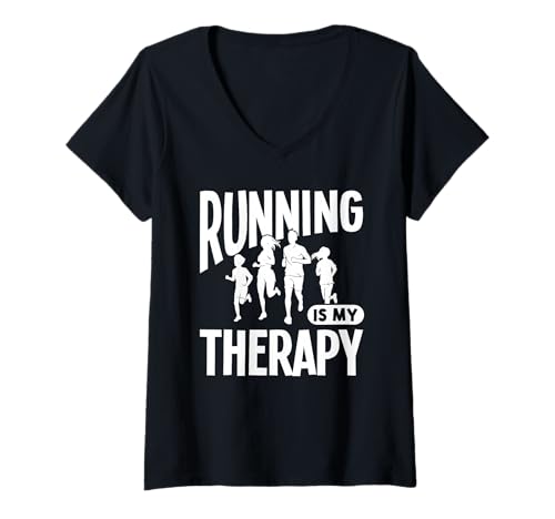 Damen Laufen ist Meine Therapie T-Shirt mit V-Ausschnitt Damen Laufen ist Meine Therapie T-Shirt mit V-Ausschnitt von Great Running Is My Therapy Apparel