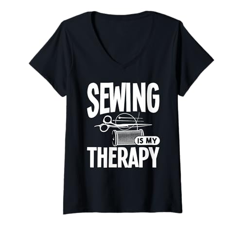 Damen Nähen ist Meine Therapie T-Shirt mit V-Ausschnitt Damen Nähen ist Meine Therapie T-Shirt mit V-Ausschnitt von Great Sewing Is My Therapy Apparel