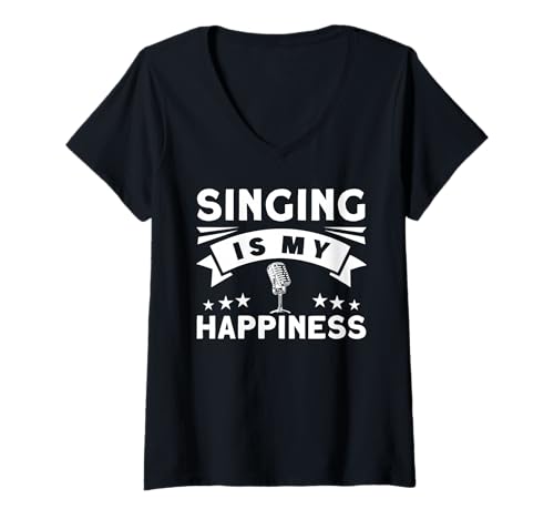 Damen Singen ist Mein Glück T-Shirt mit V-Ausschnitt von Great Singing Is My Happiness Apparel