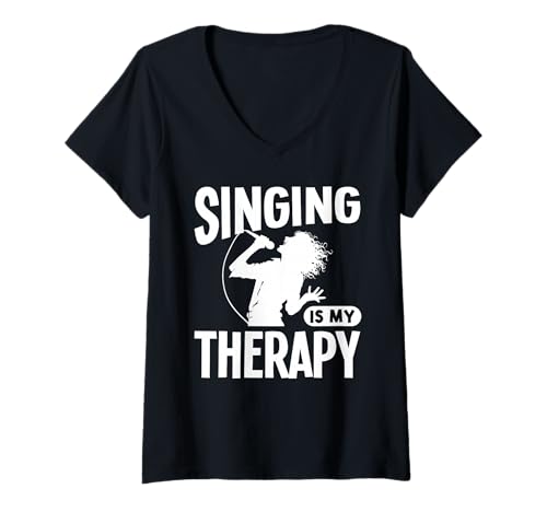 Damen Singen ist Meine Therapie T-Shirt mit V-Ausschnitt Damen Singen ist Meine Therapie T-Shirt mit V-Ausschnitt von Great Singing Is My Therapy Apparel
