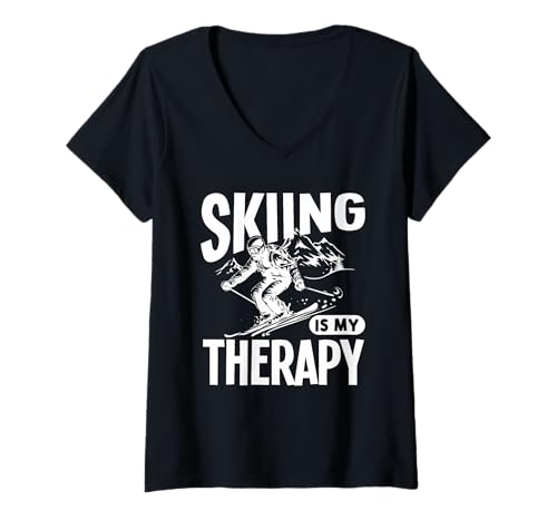 Damen Skifahren ist Meine Therapie T-Shirt mit V-Ausschnitt Damen Skifahren ist Meine Therapie T-Shirt mit V-Ausschnitt von Great Skiing Is My Therapy Apparel