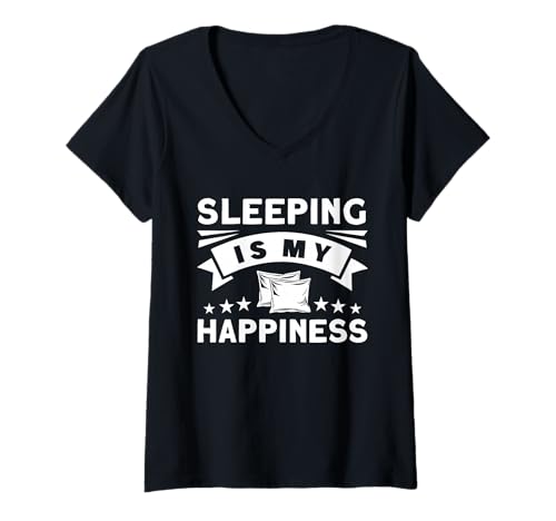 Damen Schlafen ist Mein Glück T-Shirt mit V-Ausschnitt Damen Schlafen ist Mein Glück T-Shirt mit V-Ausschnitt von Great Sleeping Is My Happiness Apparel