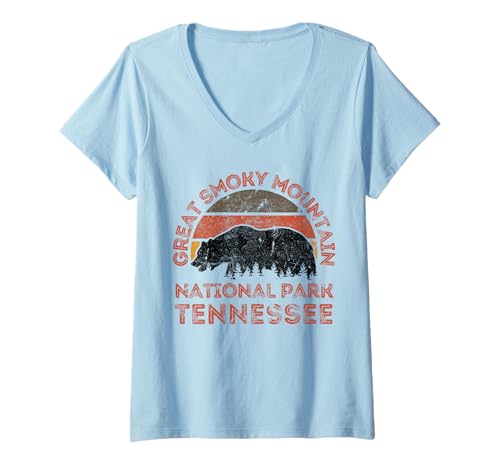 Damen Great-Smoky-Mountains-Nationalpark T-Shirt mit V-Ausschnitt Damen Great-Smoky-Mountains-Nationalpark T-Shirt mit V-Ausschnitt von Great Smoky Mountains National Park Tennessee USA