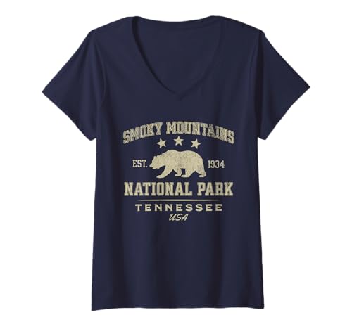 Damen Smoky-Mountains-Nationalpark T-Shirt mit V-Ausschnitt Damen Smoky-Mountains-Nationalpark T-Shirt mit V-Ausschnitt von Great Smoky Mountains National Park Tennessee USA