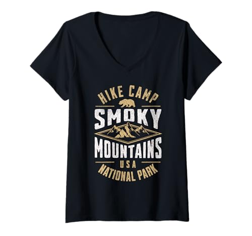 Damen Smoky-Mountains-Nationalpark T-Shirt mit V-Ausschnitt Damen Smoky-Mountains-Nationalpark T-Shirt mit V-Ausschnitt von Great Smoky Mountains National Park Tennessee USA