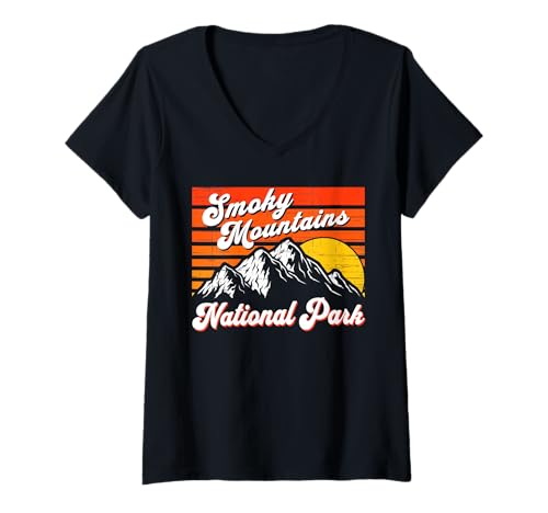 Damen Smoky-Mountains-Nationalpark T-Shirt mit V-Ausschnitt Damen Smoky-Mountains-Nationalpark T-Shirt mit V-Ausschnitt von Great Smoky Mountains National Park Tennessee USA