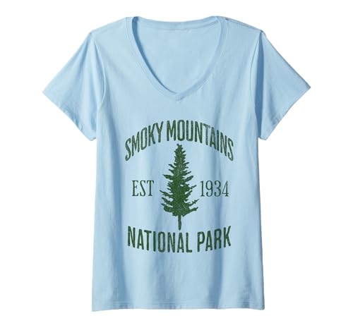Damen Smoky-Mountains-Nationalpark T-Shirt mit V-Ausschnitt Damen Smoky-Mountains-Nationalpark T-Shirt mit V-Ausschnitt von Great Smoky Mountains National Park Tennessee USA