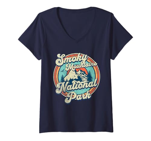 Damen Smoky-Mountains-Nationalpark T-Shirt mit V-Ausschnitt Damen Smoky-Mountains-Nationalpark T-Shirt mit V-Ausschnitt von Great Smoky Mountains National Park Tennessee USA