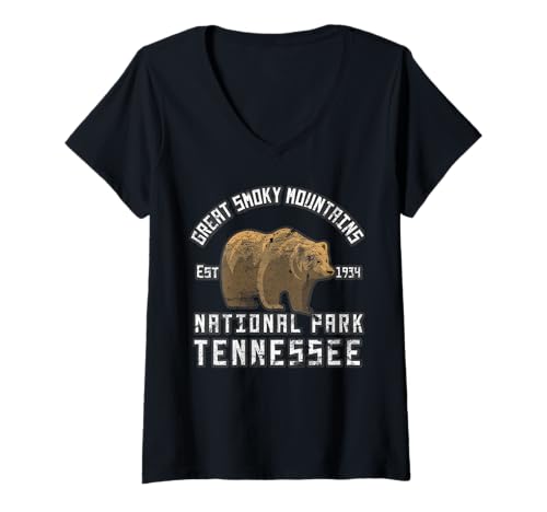 Damen Smoky-Mountains-Nationalpark T-Shirt mit V-Ausschnitt Damen Smoky-Mountains-Nationalpark T-Shirt mit V-Ausschnitt von Great Smoky Mountains National Park Tennessee USA