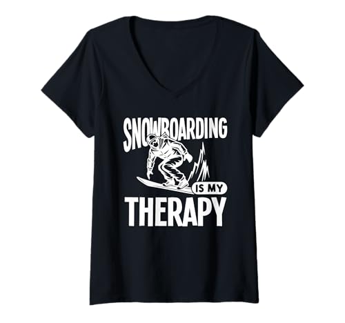 Damen Snowboarden ist Meine Therapie T-Shirt mit V-Ausschnitt Damen Snowboarden ist Meine Therapie T-Shirt mit V-Ausschnitt von Great Snowboarding Is My Therapy Apparel