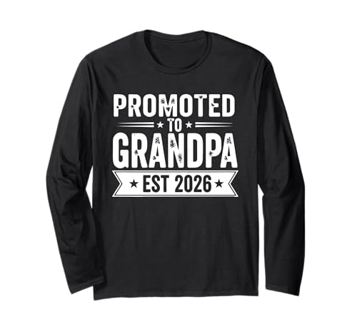 Vintage Promoted to Grandpa Est 2026 Baby Ankündigung Langarmshirt Vintage Promoted to Grandpa Est 2026 Baby Ankündigung Langarmshirt von Great Vintage Grandparents Baby Announcement 2026
