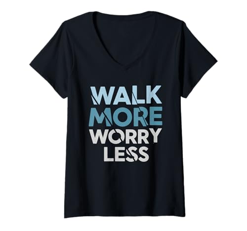 Damen Gehen Sie mehr Sorgen weniger T-Shirt mit V-Ausschnitt Damen Gehen Sie mehr Sorgen weniger T-Shirt mit V-Ausschnitt von Great Walk More Worry Less Apparel