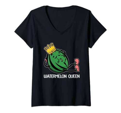 Damen Cooles Wassermelonen-Queen-Design für Damen T-Shirt mit V-Ausschnitt Damen Cooles Wassermelonen-Queen-Design für Damen T-Shirt mit V-Ausschnitt von Great Watermelons Lovers Melon Fruit Designs