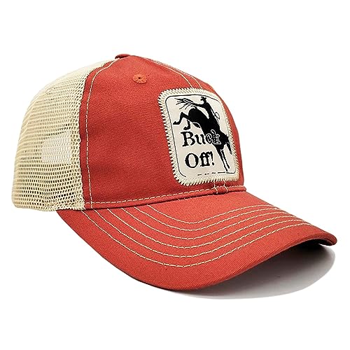 Great Western Retro & Vintage Style Redneck Trucker Caps Unisex für Damen und Herren in vers trendy Style mit coolen Sprüchen (Buck Off rot) von Great Western