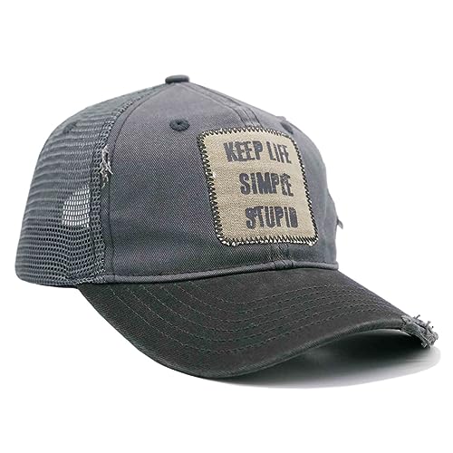 Great Western Retro & Vintage Style Redneck Trucker Caps Unisex für Damen und Herren in vers trendy Style mit coolen Sprüchen (Keep Life Simple Stupid grau) von Great Western