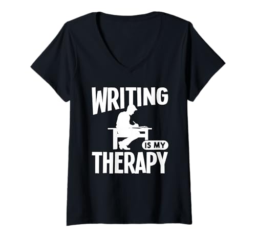 Damen Schreiben ist Meine Therapie T-Shirt mit V-Ausschnitt Damen Schreiben ist Meine Therapie T-Shirt mit V-Ausschnitt von Great Writing Is My Therapy Apparel