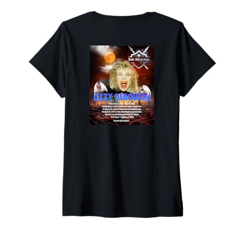 Damen Ozzy Osbourne_001_Back Printed T-Shirt mit V-Ausschnitt Damen Ozzy Osbourne_001_Back Printed T-Shirt mit V-Ausschnitt von Great musician