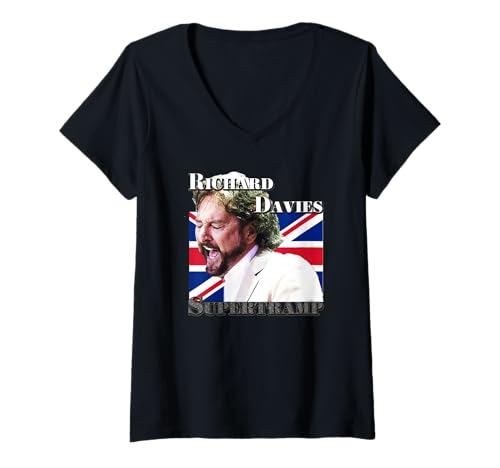 Damen Rick Davies_Supertrump_001 T-Shirt mit V-Ausschnitt Damen Rick Davies_Supertrump_001 T-Shirt mit V-Ausschnitt von Great musician