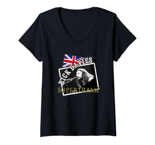Damen Rick Davies_Supertrump_002 T-Shirt mit V-Ausschnitt Damen Rick Davies_Supertrump_002 T-Shirt mit V-Ausschnitt von Great musician