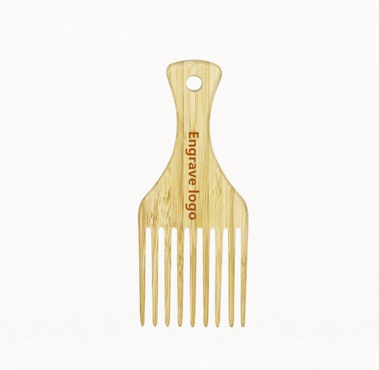 Logo-Handgemachter Bambuskamm Breiter Zahn Bartpflege Kamm Gabel Afro Pick Haarbürste von GreatBeardCare