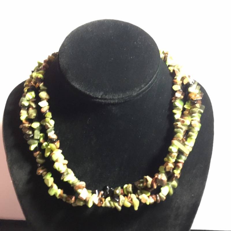 Boho Naturstein Multi Stein Halskettetürkis Und Tigerauge Strang Edelstein Halskette Für Sie, Grün Braun Statement Halskette von GreatGatsbys