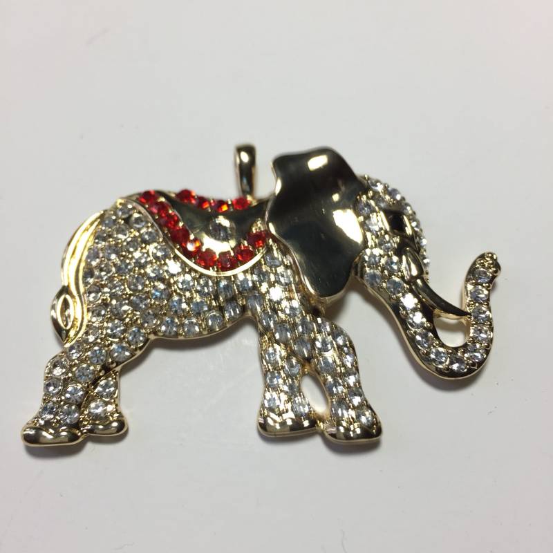 Großer Strass Elefant Anhänger Klare Rote Strasssteine von GreatGatsbys