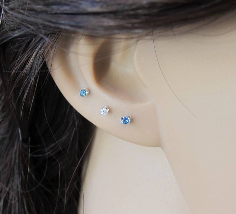 2mm Saphir Ohrstecker, September Geburtsstein Ohrringe Basic Ohrstecker Geburtstag Geschenk Zierliche Blau Jeder Schmuck von GreatJewelry4All