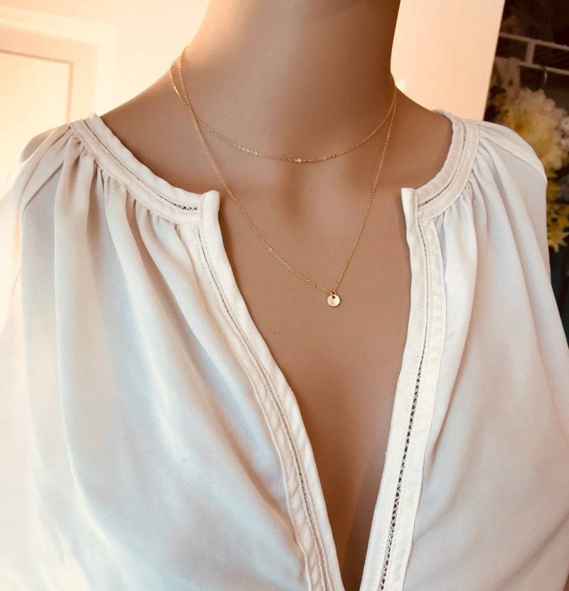 Erste Münze Halskette Layered Brautjungfer Geschenk Für Freundin Schwester Zierliche Goldkette Mama, Sie von GreatJewelry4All