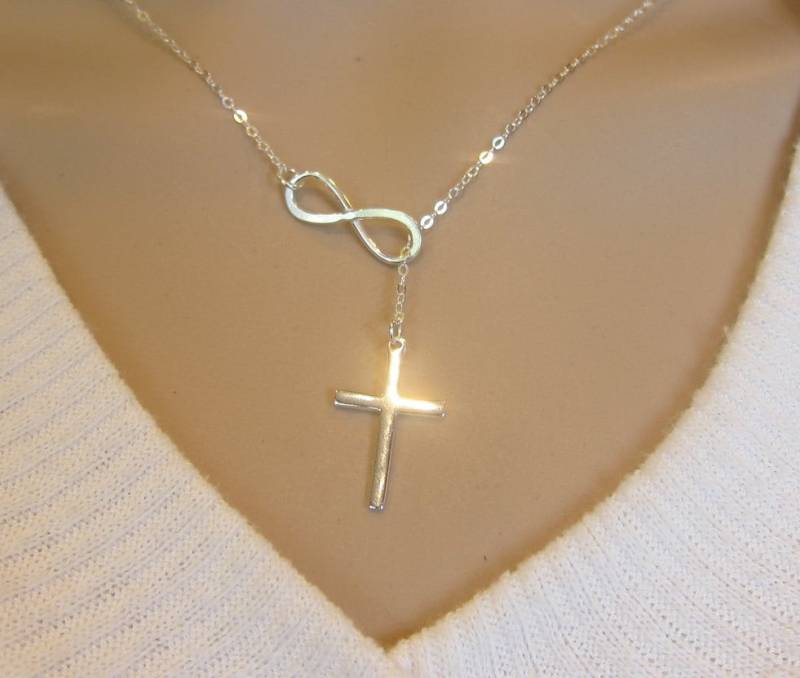Große Sterling Silber Infinity Kreuz Halskette, Lariat Mutter Geschenk, Schwester Geschenk von GreatJewelry4All