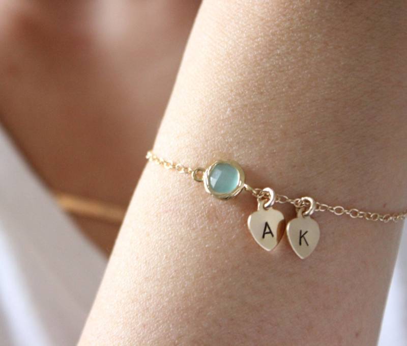 Inital Optional, Silber Verfügbar, Mintgrünes Armband, Initialarmband, Herzarmband, Geschenk Für Freundin, Schwester Geschenk, Mama von GreatJewelry4All