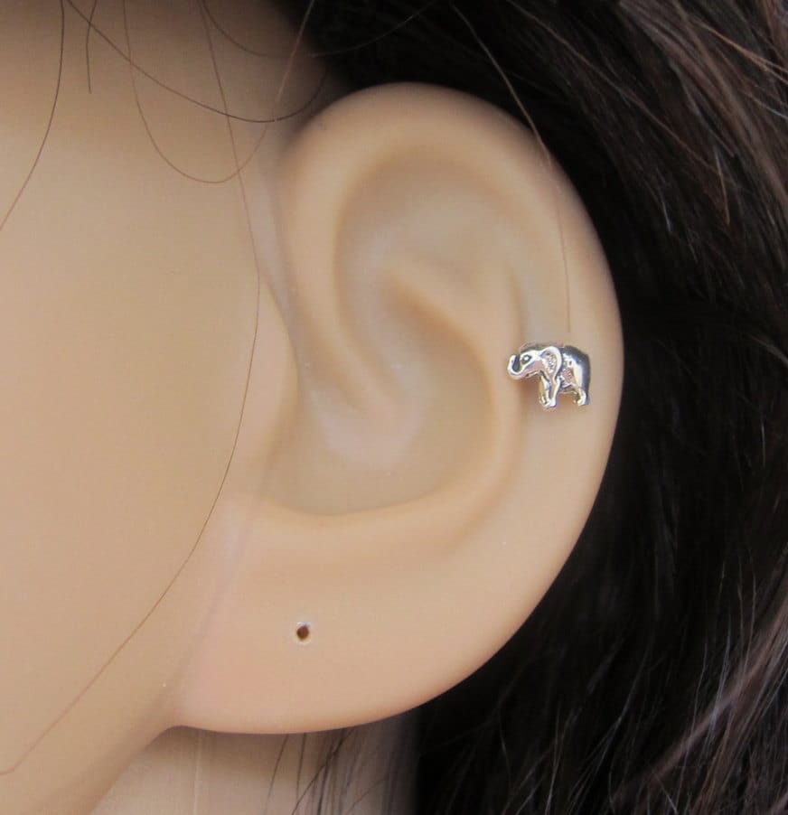 Kleine Baby Elefant Knorpelohrring, Tragus Ohrring, Nasenstecker, Helixohrring von GreatJewelry4All